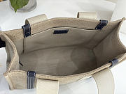 Okify Chloe Medium Woody Tote Bag Navy Blue And Beige 37x26x12cm - 4