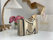 Okify Chloe Medium Woody Tote Bag Navy Blue And Beige 37x26x12cm - 2