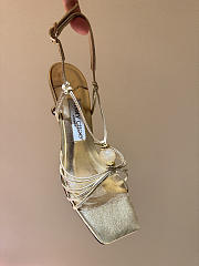 Okify Jimmy Choo Gold High Heel Sandals With Rhinestone 6.5cm (has big size) - 4