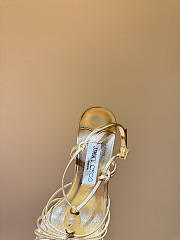 Okify Jimmy Choo Gold High Heel Sandals With Rhinestone 6.5cm (has big size) - 3