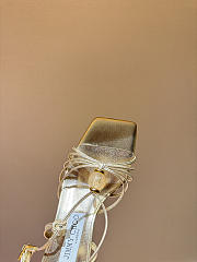 Okify Jimmy Choo Gold High Heel Sandals With Rhinestone 6.5cm (has big size) - 2