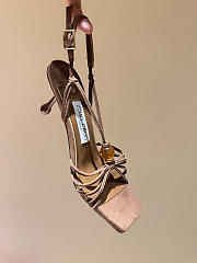 Okify Jimmy Choo Brown Suede High Heel Sandals With Rhinestone 6.5cm (has big size) - 2
