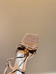 Okify Jimmy Choo Brown Suede High Heel Sandals With Rhinestone 6.5cm (has big size) - 4