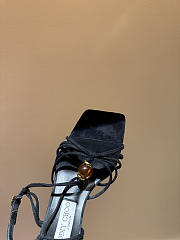 Okify Jimmy Choo Black Suede High Heel Sandals With Rhinestone 6.5cm (has big size) - 3