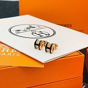 Okify Hermes Rose Gold Earrings Black H  - 5