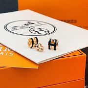Okify Hermes Rose Gold Earrings Black H  - 4