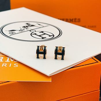Okify Hermes Rose Gold Earrings Black H 