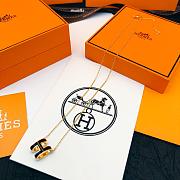 Okify Hermes Gold Necklace Black H  - 5