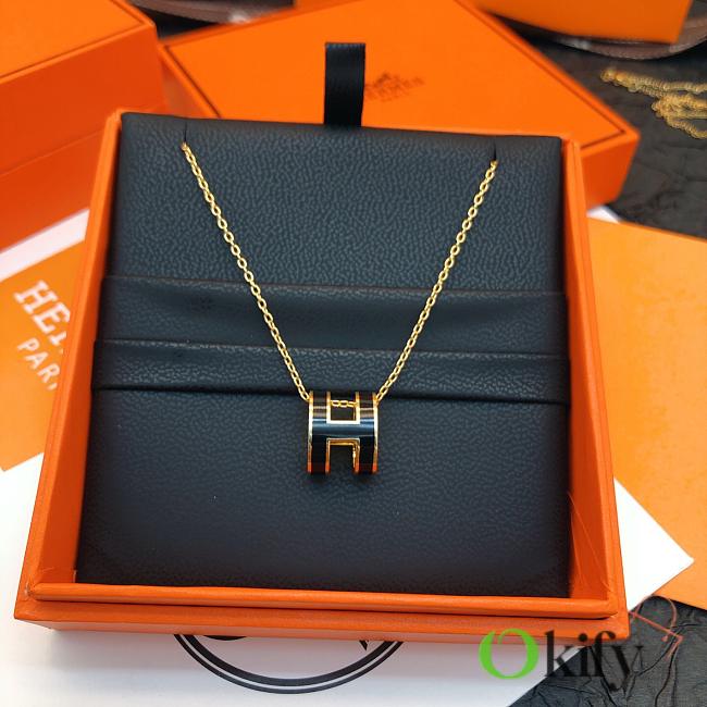 Okify Hermes Gold Necklace Black H  - 1