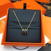 Okify Hermes Gold Necklace Black H  - 1