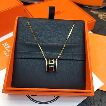 Okify Hermes Gold Necklace Black H 