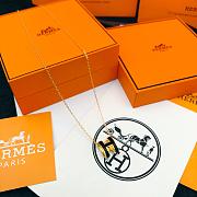 Okify Hermes Gold Necklace Black H  - 3
