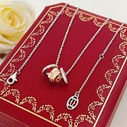 Okify Cartier 3 Circle Pendants Silver Gold Necklace With Diamonds - 5