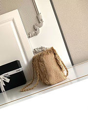 Okify CC Tweed Nature Straw Maxi Flap Bag 38x21x11cm - 3