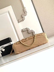 Okify CC Tweed Nature Straw Maxi Flap Bag 38x21x11cm - 2