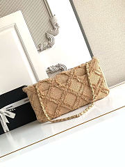 Okify CC Tweed Nature Straw Maxi Flap Bag 38x21x11cm - 4