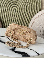 Okify CC Tweed Nature Straw Flap Bag 27cm - 4