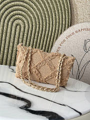 Okify CC Tweed Nature Straw Flap Bag 27cm - 3