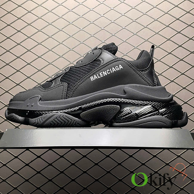 Okify Balenciaga Triple S Black Sneakers 29651 (has big size) - 1
