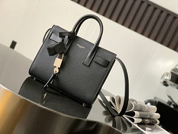 Okify YSL Sac De Jour Mini Bag Black Grain Leather Silver Hardware 22x18x11cm