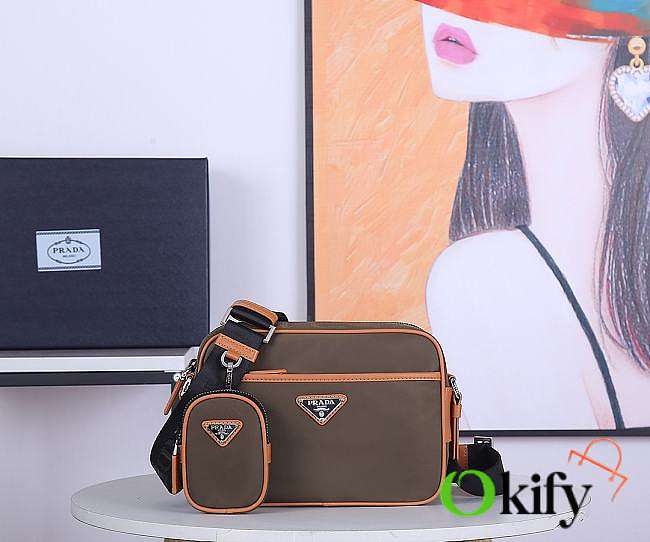 Okify Prada Nylon And Saffiano Leather Bag Brown 2VH048 23x16x7cm - 1