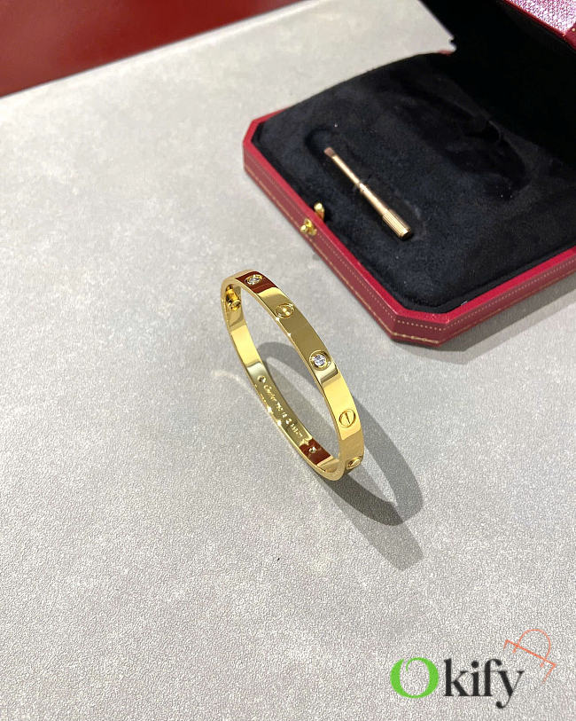 Okify Cartier Love Gold Bracelet With 4 Diamonds 6.1mm - 1