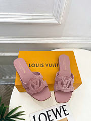 Okify Louis Vuitton Isola Pink Suede Women Slides (has big size) - 3