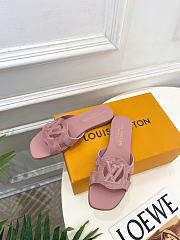 Okify Louis Vuitton Isola Pink Suede Women Slides (has big size) - 6