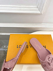 Okify Louis Vuitton Isola Pink Suede Women Slides (has big size) - 4