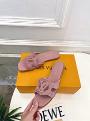 Okify Louis Vuitton Isola Pink Suede Women Slides (has big size) - 5