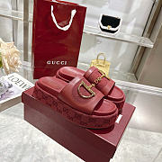 Okify Gucci Softbit Red Women Platform Sandals 5.5cm (has big size) - 5