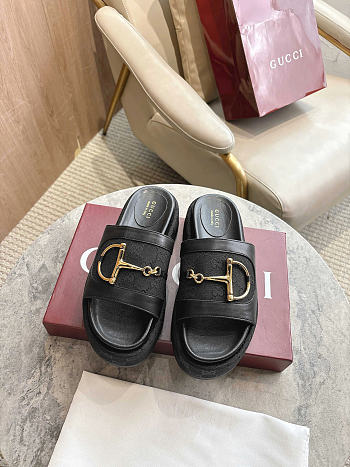 Okify Gucci Softbit Black Women Platform Sandals 5.5cm (has big size)