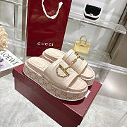 Okify Gucci Softbit Beige Women Platform Sandals 5.5cm (has big size) - 5
