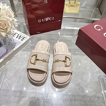Okify Gucci Softbit Beige Women Platform Sandals 5.5cm (has big size)