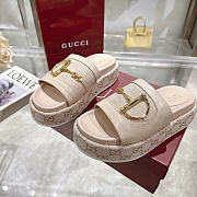 Okify Gucci Softbit Beige Women Platform Sandals 5.5cm (has big size) - 2