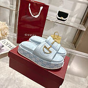 Okify Gucci Softbit Blue Women Platform Sandals 5.5cm (has big size) - 5