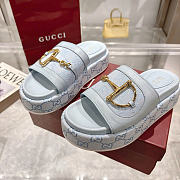 Okify Gucci Softbit Blue Women Platform Sandals 5.5cm (has big size) - 3