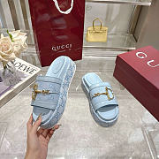 Okify Gucci Softbit Blue Women Platform Sandals 5.5cm (has big size) - 2