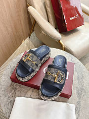 Okify Gucci Softbit Dark Blue Women Platform Sandals 5.5cm (has big size) - 2