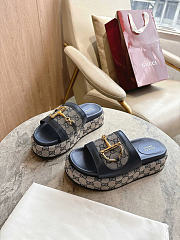 Okify Gucci Softbit Dark Blue Women Platform Sandals 5.5cm (has big size) - 3