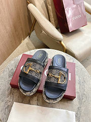 Okify Gucci Softbit Dark Blue Women Platform Sandals 5.5cm (has big size) - 1