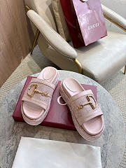 Okify Gucci Softbit Pink Women Platform Sandals 5.5cm (has big size) - 5