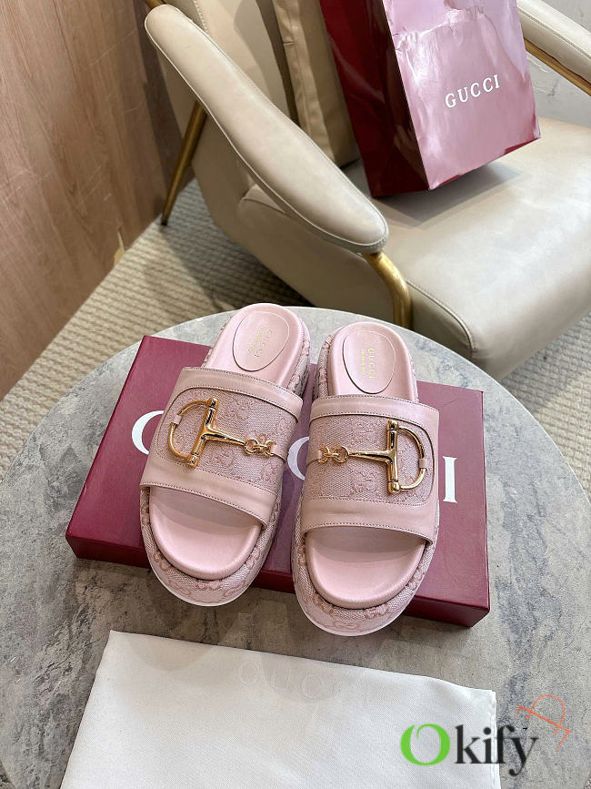 Okify Gucci Softbit Pink Women Platform Sandals 5.5cm (has big size) - 1