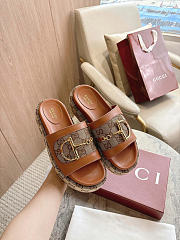 Okify Gucci Softbit Brown Women Platform Sandals 5.5cm (has big size) - 3