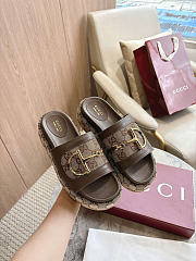 Okify Gucci Softbit Dark Brown Women Platform Sandals 5.5cm (has big size) - 5