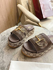 Okify Gucci Softbit Dark Brown Women Platform Sandals 5.5cm (has big size) - 4