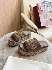 Okify Gucci Softbit Dark Brown Women Platform Sandals 5.5cm (has big size) - 2