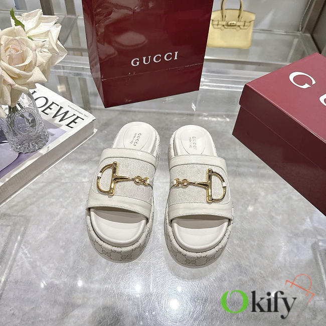 Okify Gucci Softbit White Women Platform Sandals 5.5cm (has big size) - 1