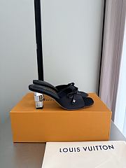Okify Louis Vuitton Black High Heel Sandals Metal Block Heels - 1