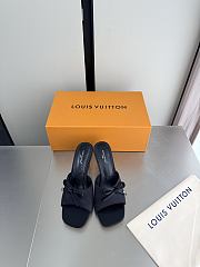 Okify Louis Vuitton Black High Heel Sandals Metal Block Heels - 4